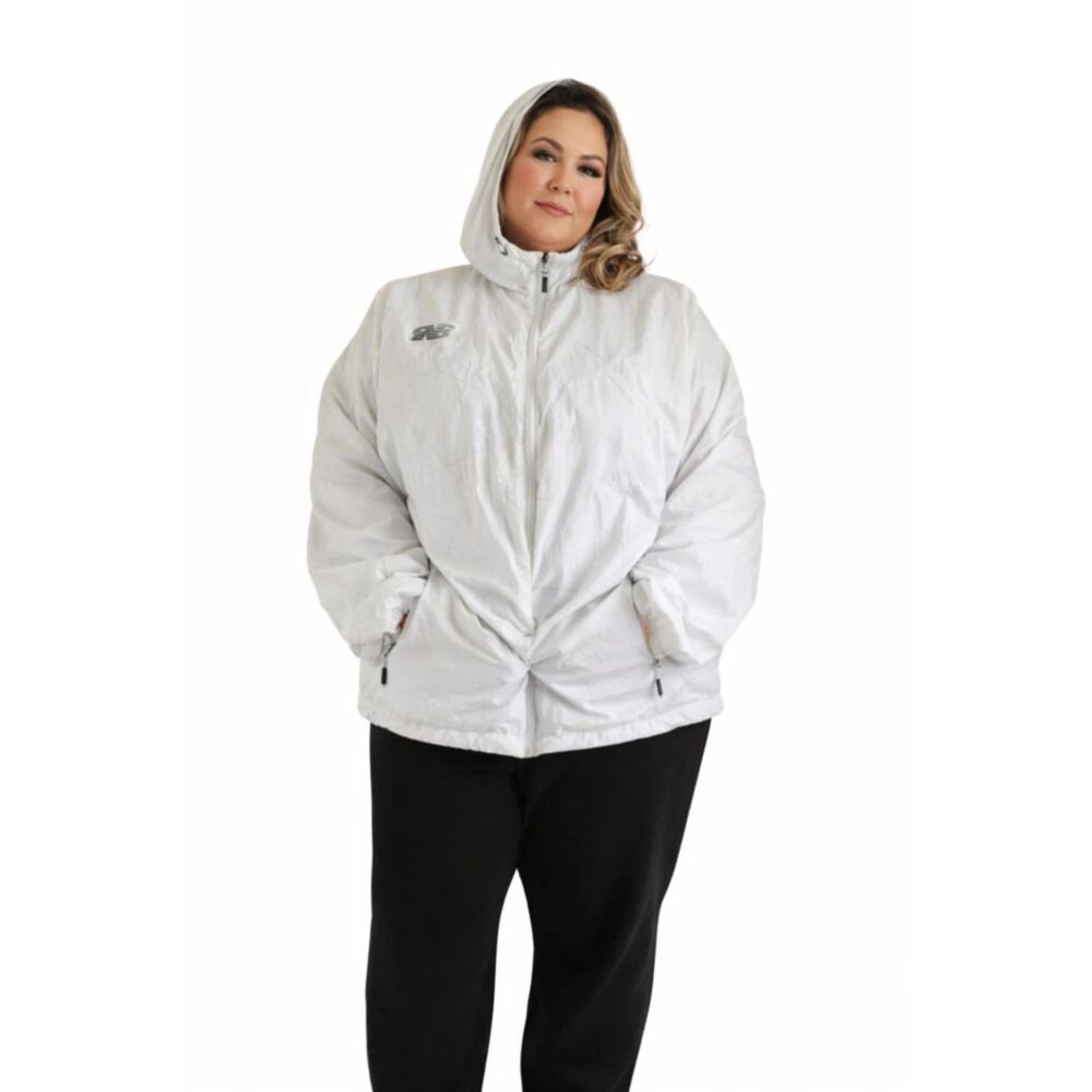 New Balance Jacket Coat Windbreaker White Hooded Hoodie Zip Up Women's 3X WOMANS